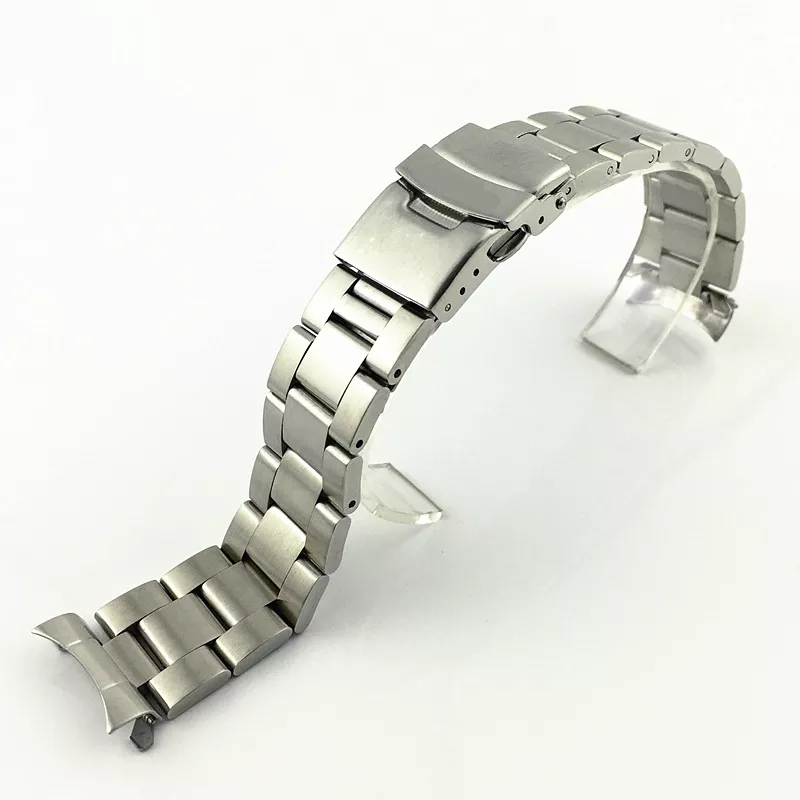 invella 22mm Oyster Steel Curved Strap for Watches (Silver, 22MM) - invella