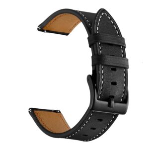 invella 20mm Premium Leather Watch Strap (Black)