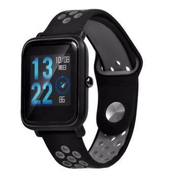 invella 20mm Soft Silicon Sport Watch Strap  (Black Grey)