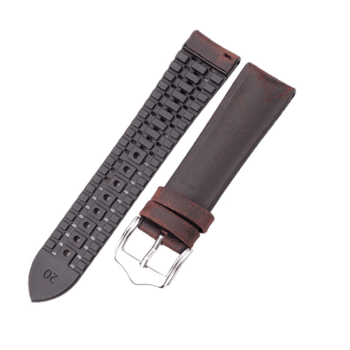 invella 20mm Genuine Leather Silicon Watch Strap (Dark Brown)