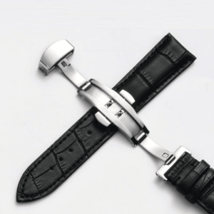 crocodile black leather watch strap