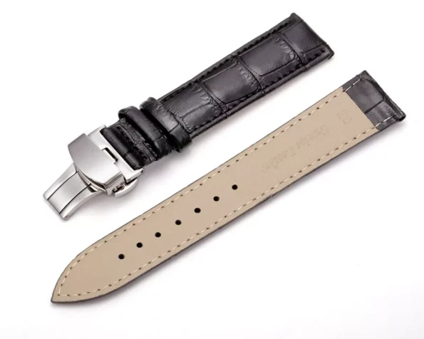 genuine leather black watch strap