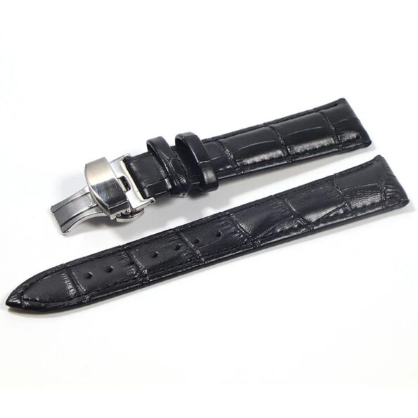 black silver leather watch straps