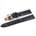 genuine leather black rose gold watch strap