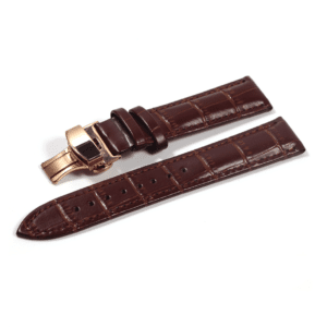genuine leather watch strap brown rose gold