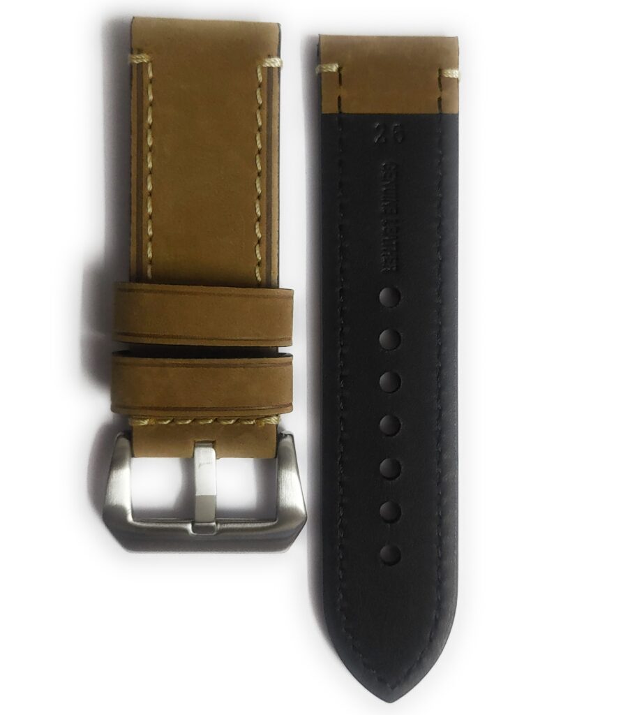 invella 24mm Vintage Leather Watch Strap (Brown) - invella
