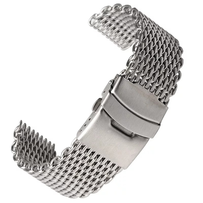 Amazon.com: RECHERE Mesh Stainless Steel Bracelet Wrist Watch Band Strap  Interlock Safety Clasp Silver (18mm) : Clothing, Shoes & Jewelry