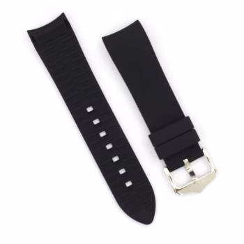 invella 20mm Curved End Silicon Watch Strap (Black)