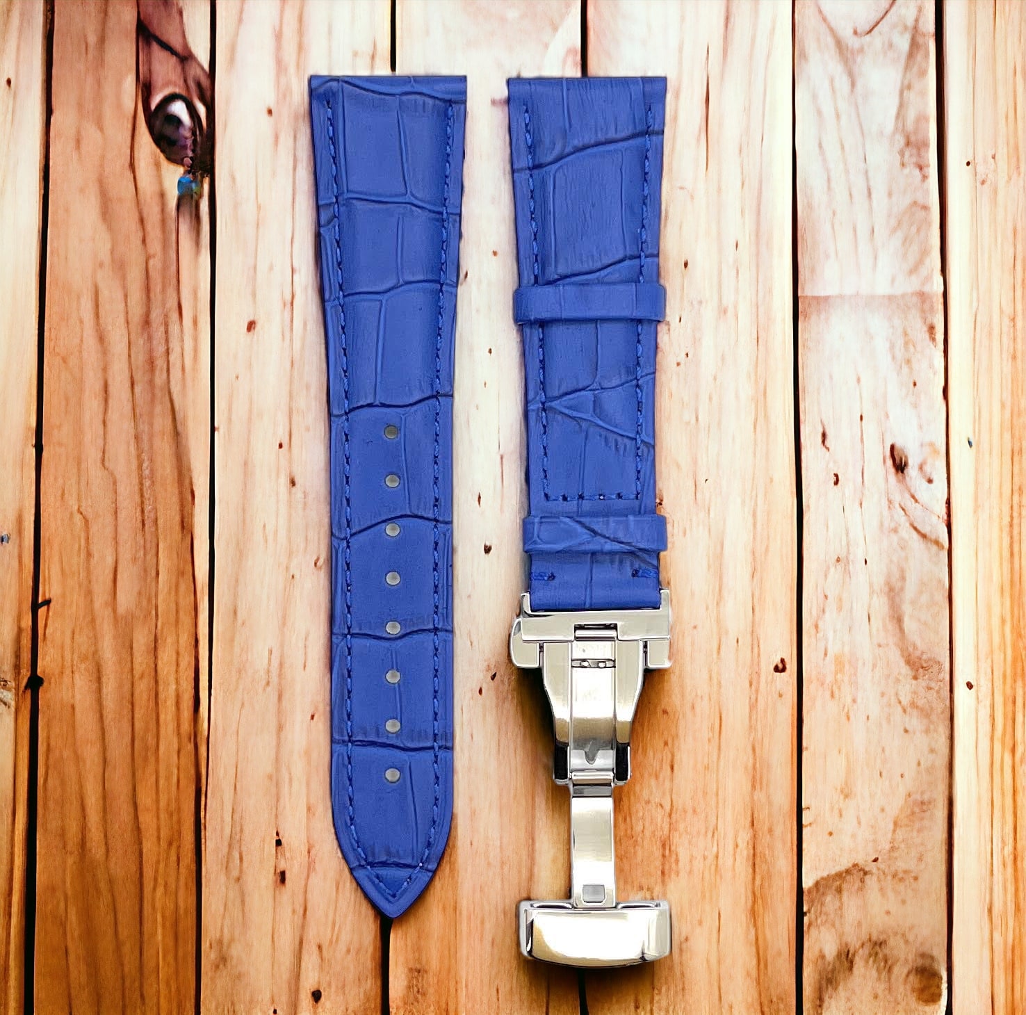 blue leather strap watches