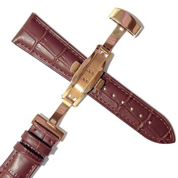 16mm brown rose gold watch strap
