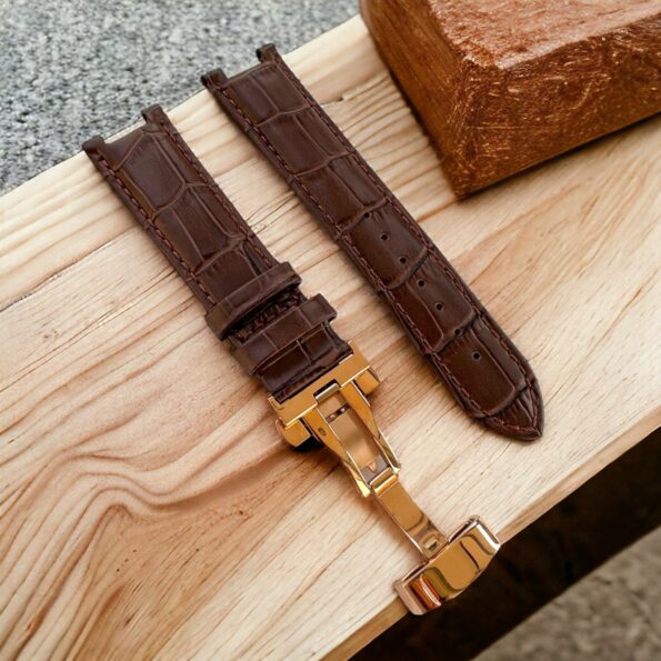 gc watch strap brown rose gold color