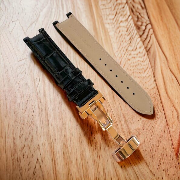 gc watch strap black rose gold clasp