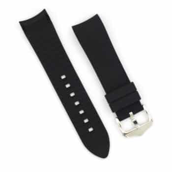 curved end watch strap black silicon