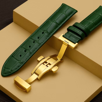 invella 22mm Premium Leather Watch Strap (Green)