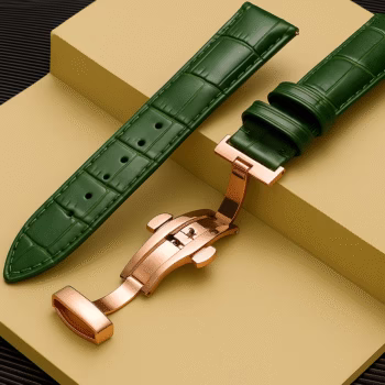 invella 22mm Premium Leather Watch Strap (Green)