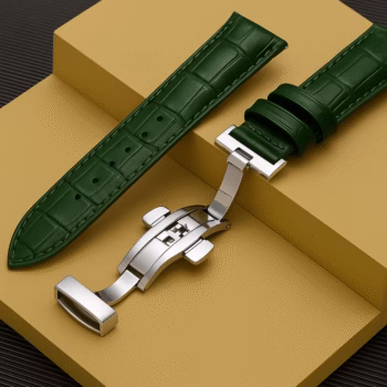 invella 22mm Premium Leather Watch Strap (Green)