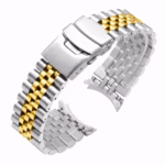 invella 22mm Curved Jubilee Watch Bracelet. (Silver Gold)