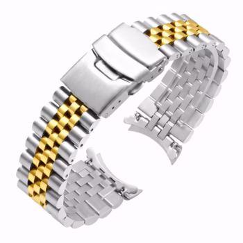 invella 22mm Curved Jubilee Watch Bracelet. (Silver Gold)